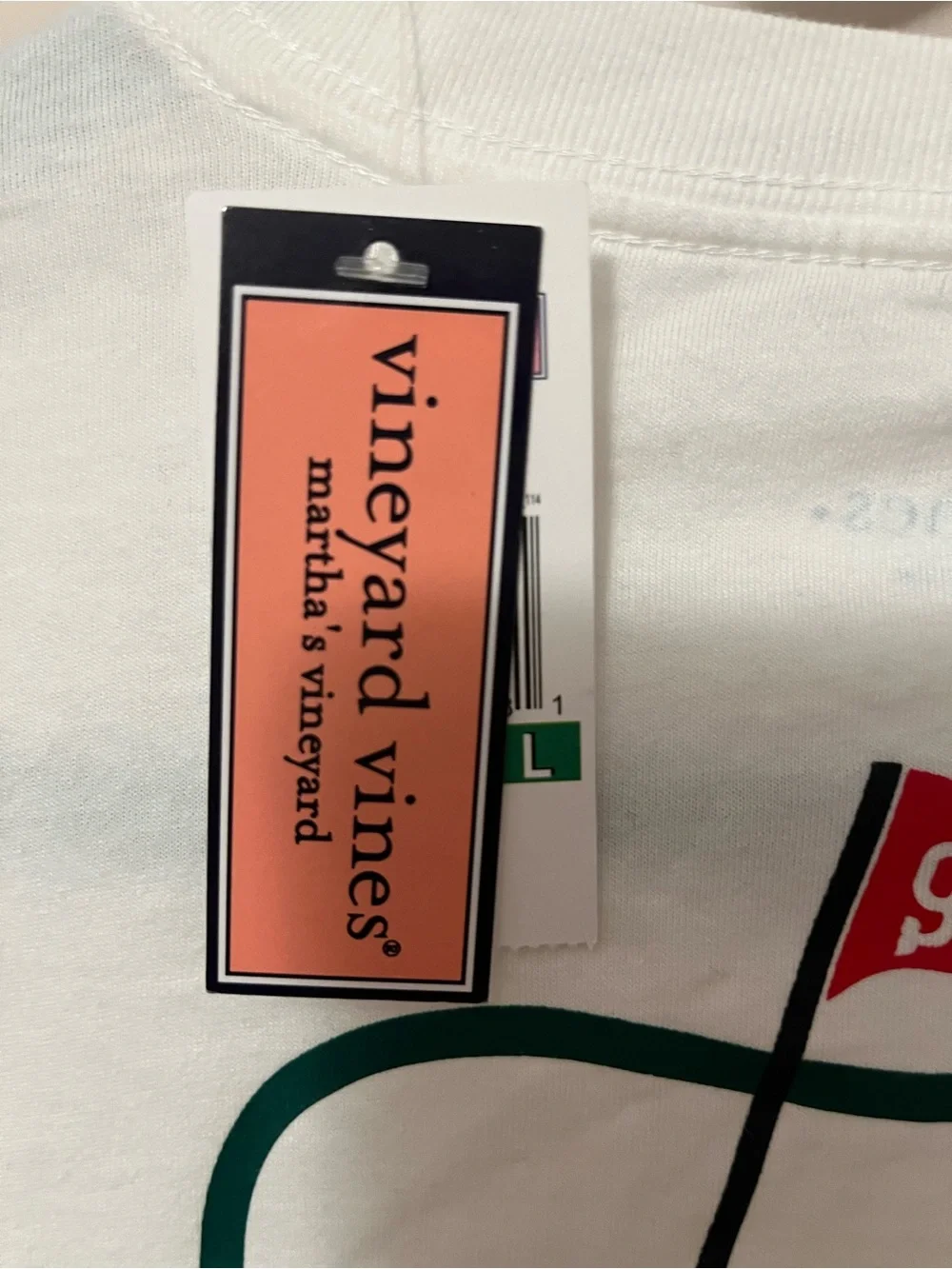 Vineyard Vines White Tee with Green Whale and Red Accent - Picture 3 of 6
